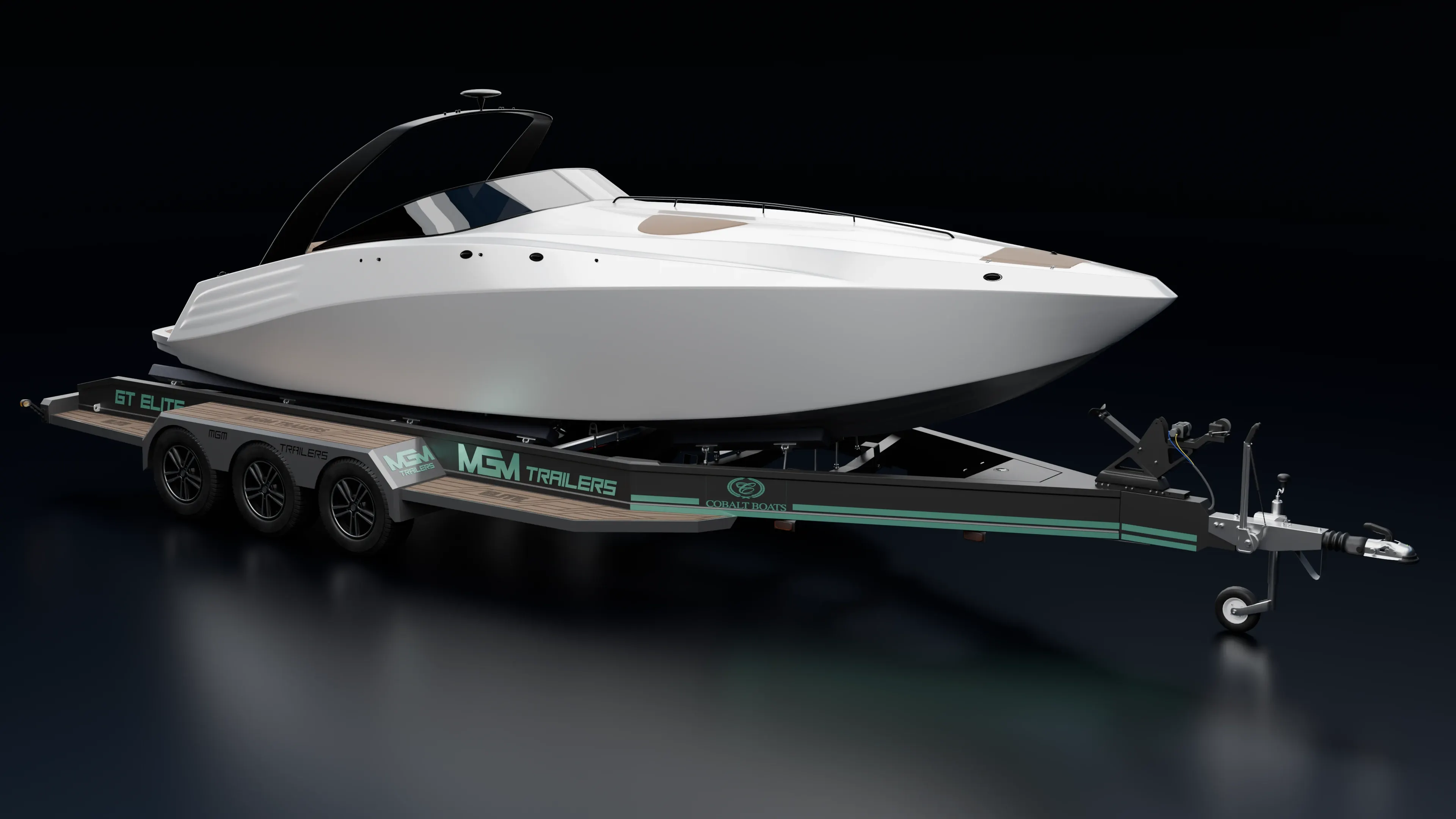 Model 3D przyczepy MGM z łodzią