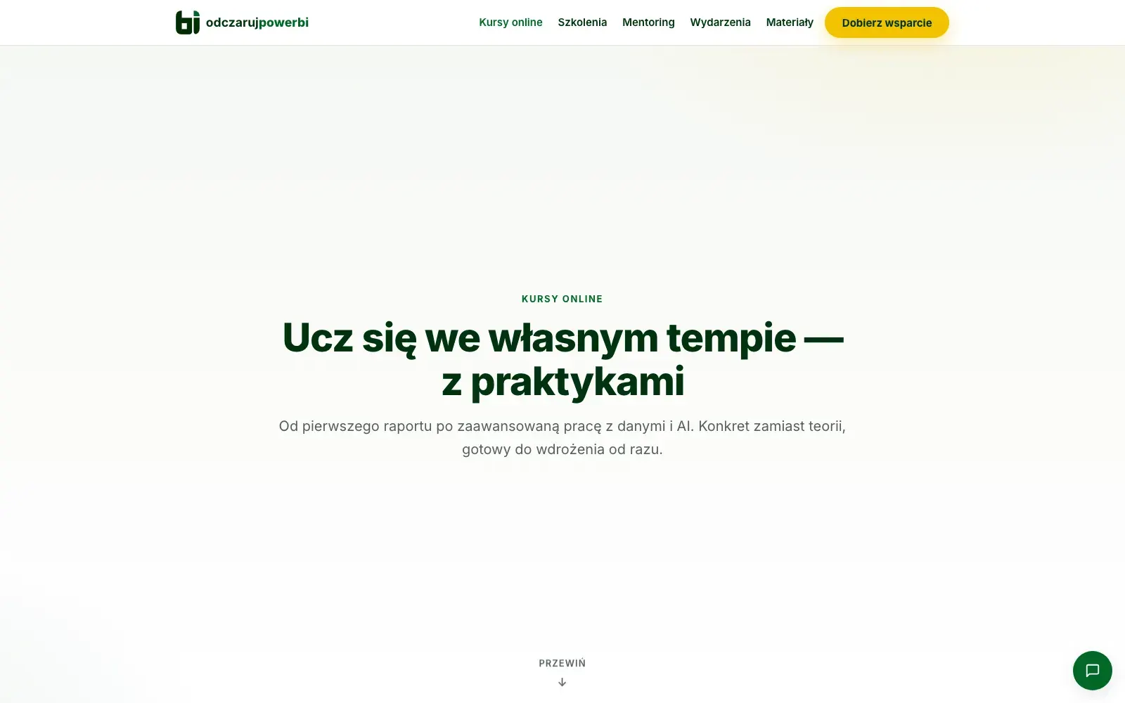 Kursy: osobny adres i osobny przycisk dla każdego formatu.